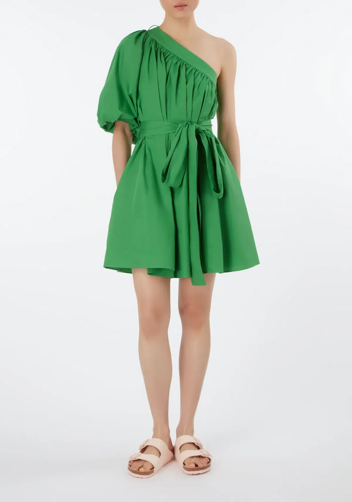 Oroton One Shoulder Mini Dress Green Size 6 for rent on The Volte - main image