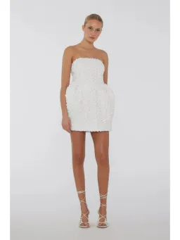 Rotate Birger Christensen 3D Flower Mini Dress White Size AU 8 for rent on The Volte - image 1