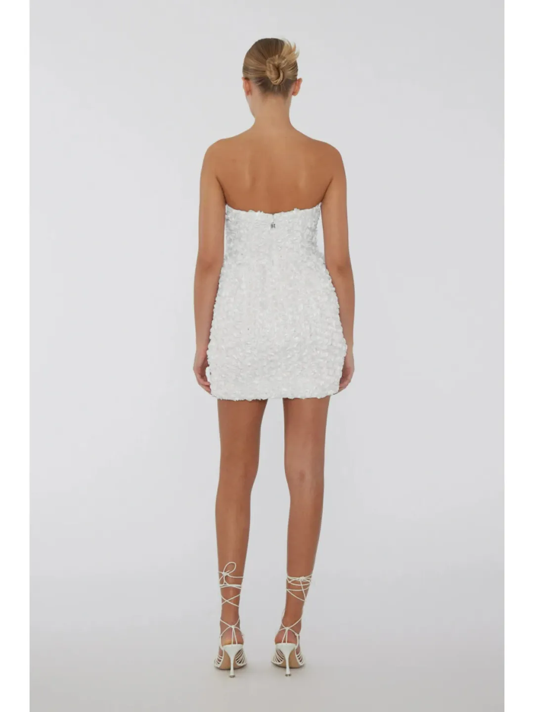Rotate Birger Christensen 3D Flower Mini Dress White Size AU 8 for rent on The Volte - main image
