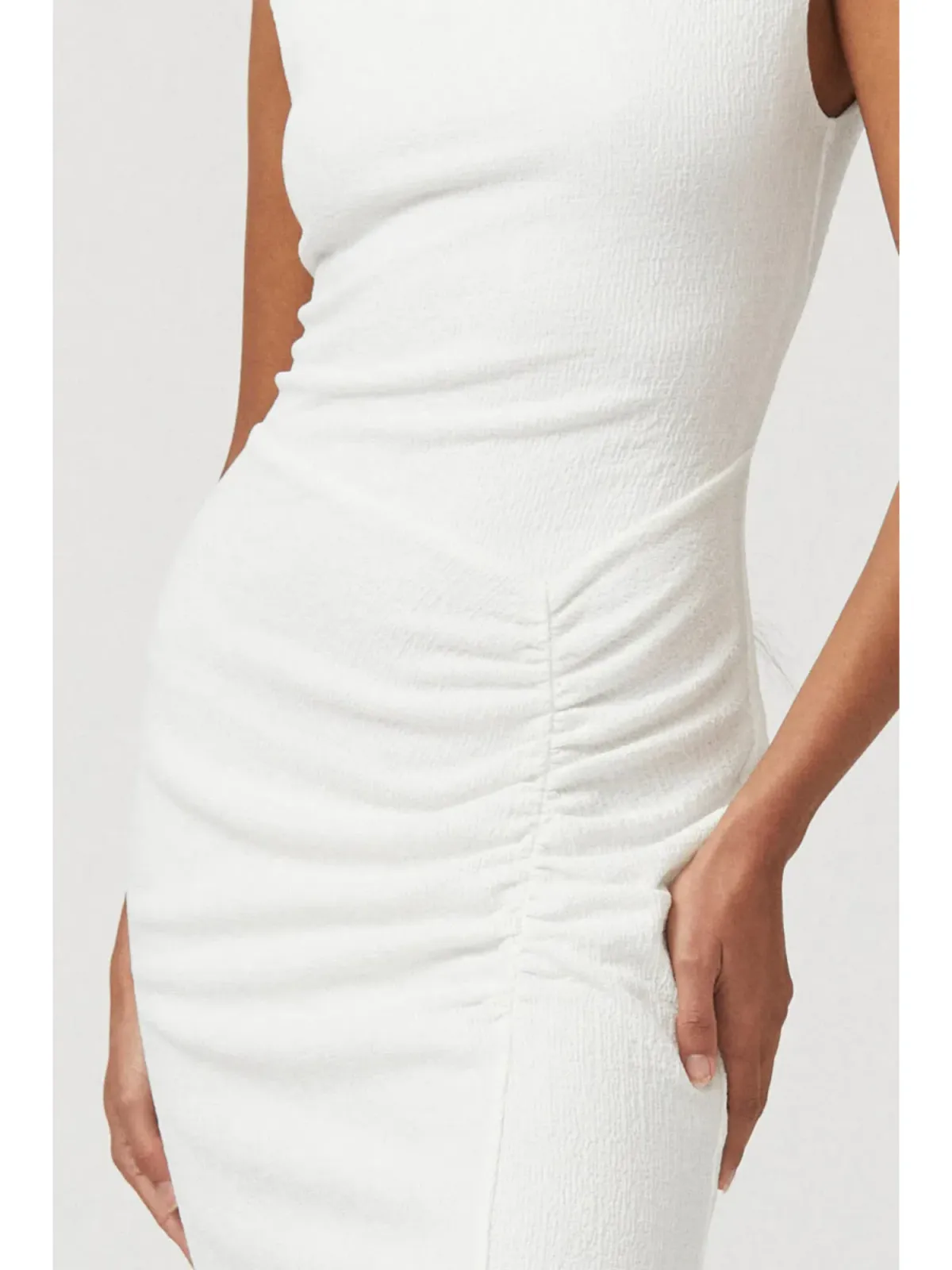 Suboo Jacqui Rouched Front Midi Dress White Size AU 6 - Image 2