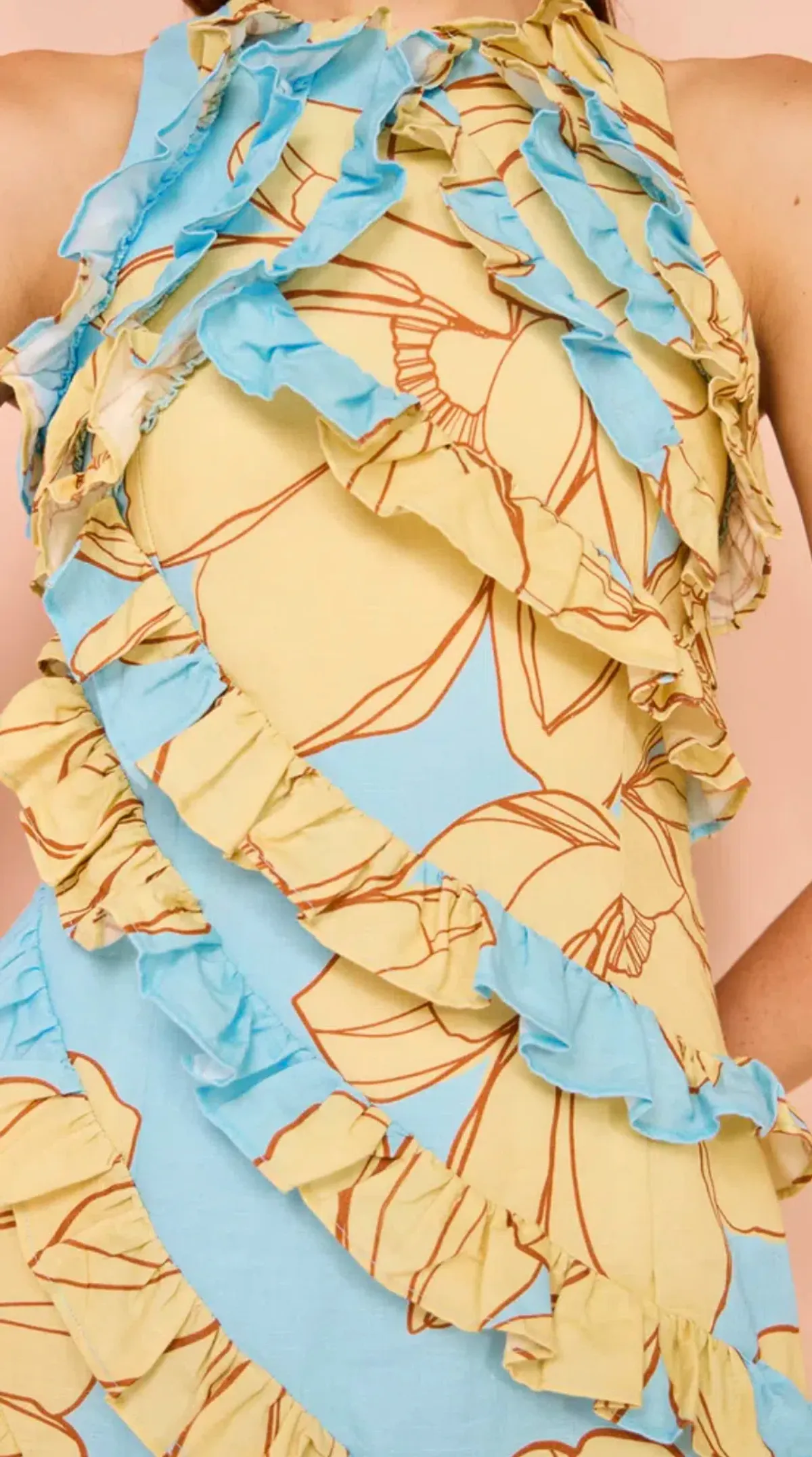 Issy Multi Frill Mini Dress In Summer Print Size AU 8 - Image 2