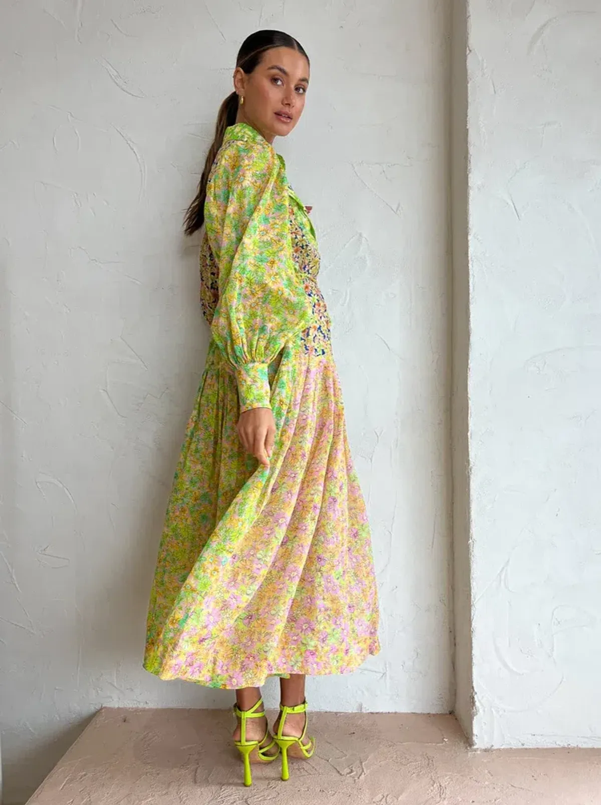 Alemais Daisy Patchwork Shirtdress In Multi Size AU 8 - Image 4