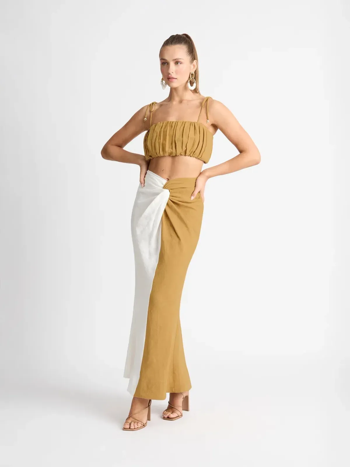 Sheike High Hopes Linen Skirt and Crop Set Multi Size 6 - Image 1