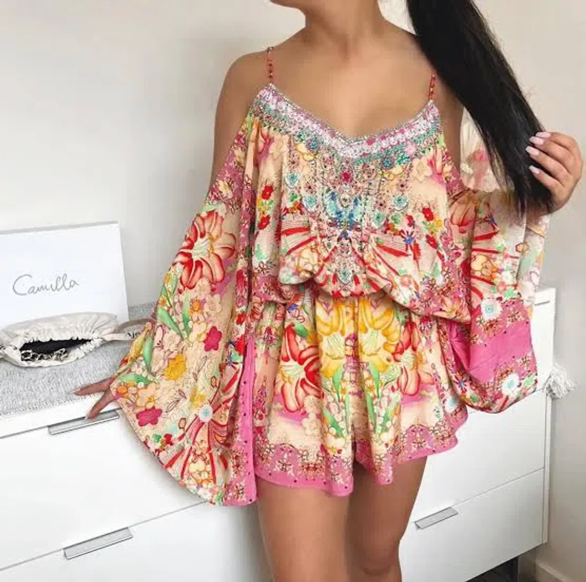 Camilla Franks Drop Shoulder Playsuit Kimono Kisses Size S / AU 10 - Image 1