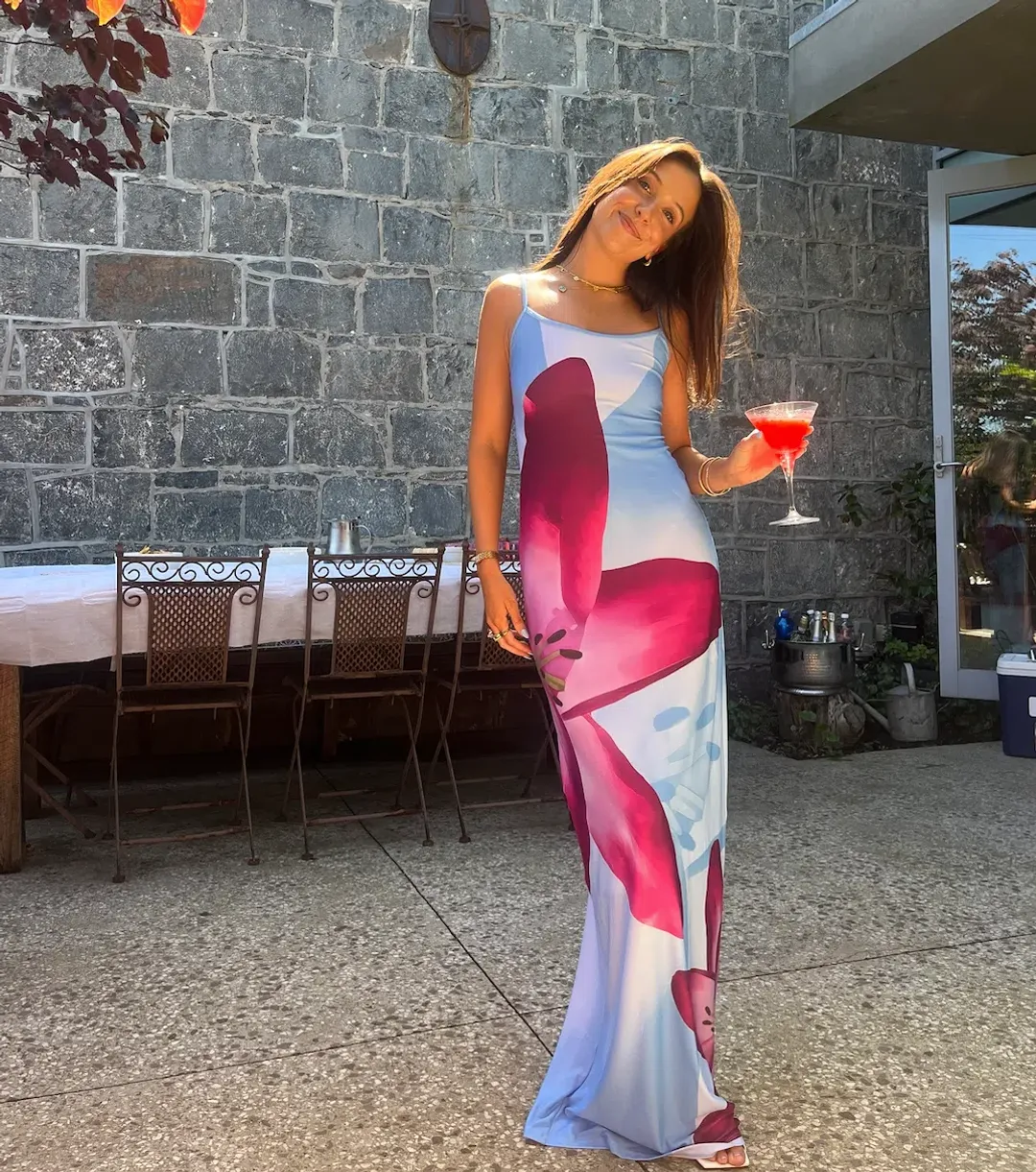 With Harper Lu Slip Dress in Sky Lily Floral Size 8 for rent on The Volte - main image