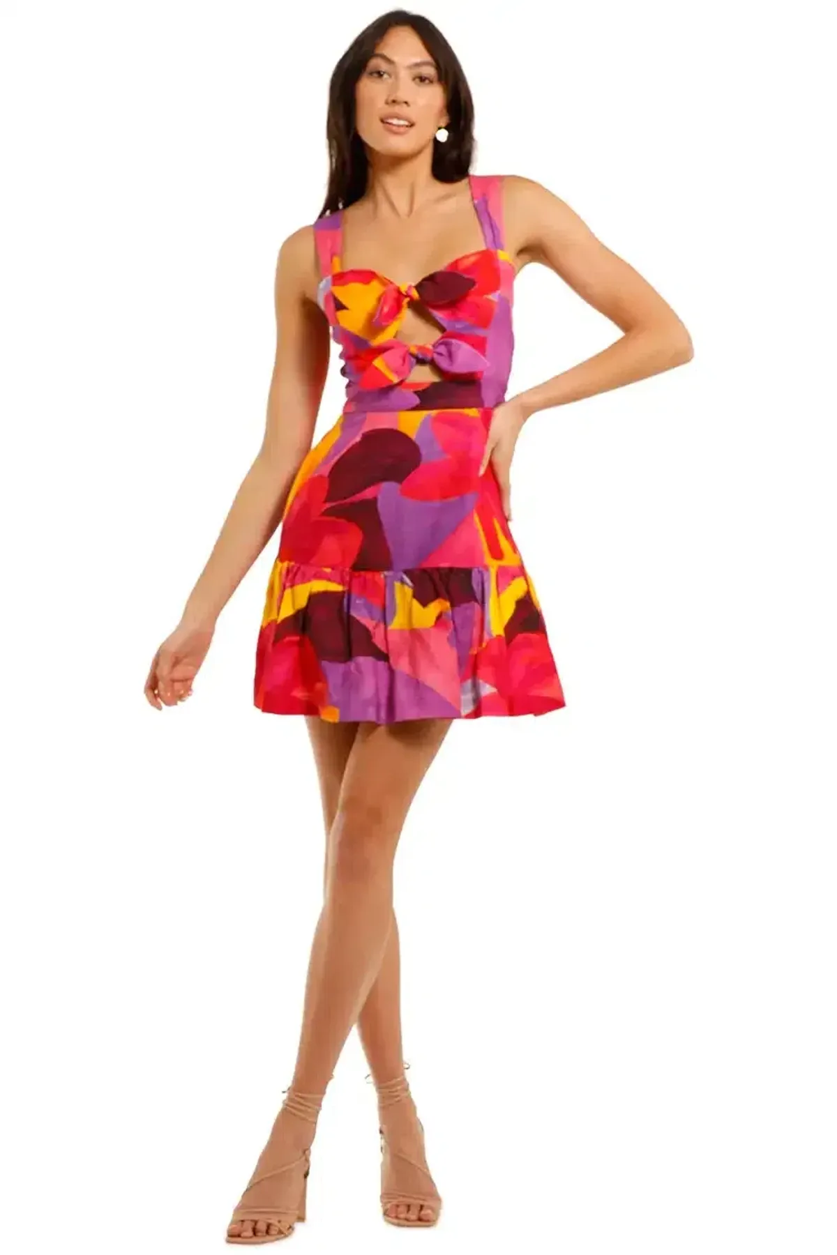 Rebecca Vallance Pablo Tie Mini Dress Multi Size 14 for rent on The Volte - main image