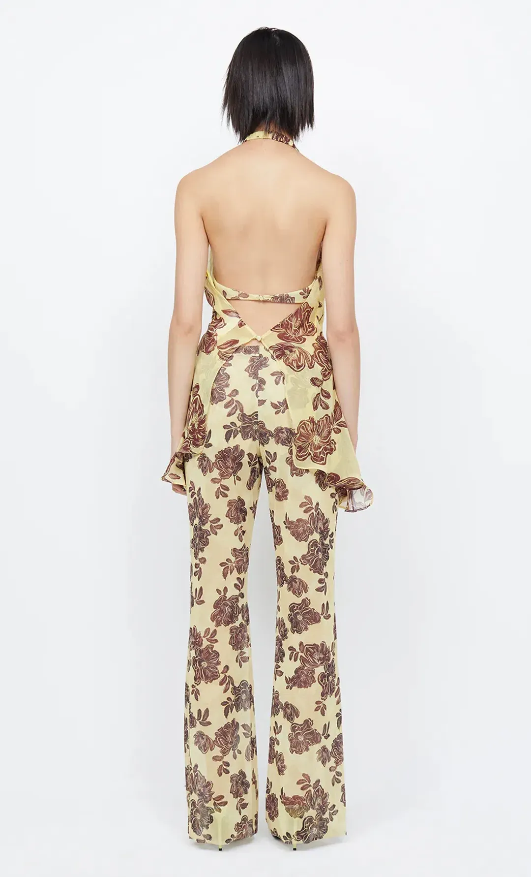 Bec and Bridge Malibu Bay Halter Top & Priya Pants Set Yellow Floral Size 8 for rent on The Volte - main image