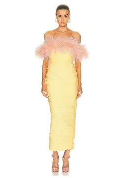 Rachel Gilbert Zion Midi Dress Lemon Yellow Size 4 / AU 14 for rent on The Volte - image 1