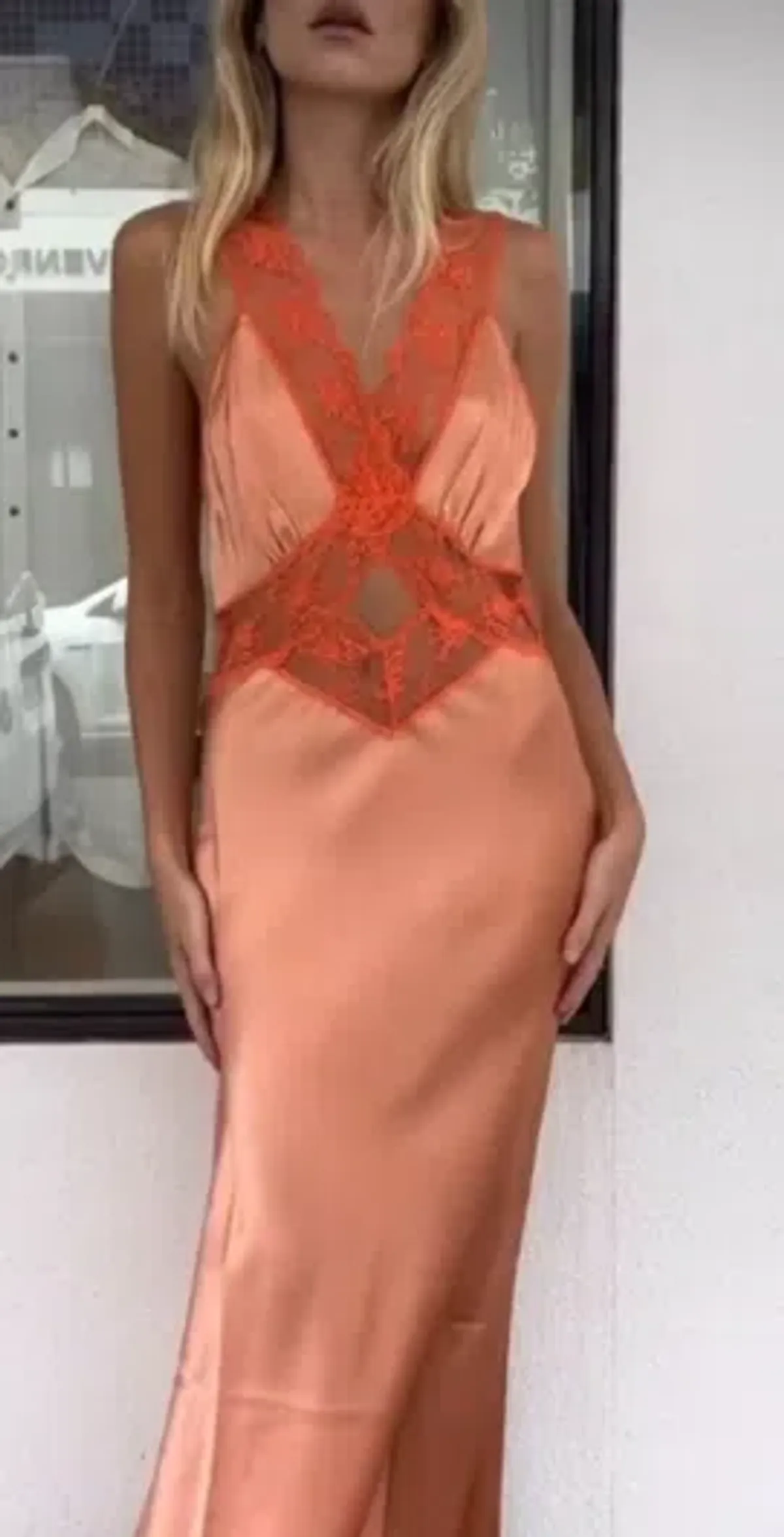 Sir Aries Cut Out Gown in Peach Size 10 - Image 1
