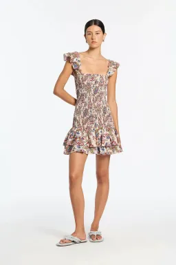Sir The Label Bettina Shirred Linen Mini Dress Wiltshire Floral Size 0 / AU 6 for rent on The Volte - image 1