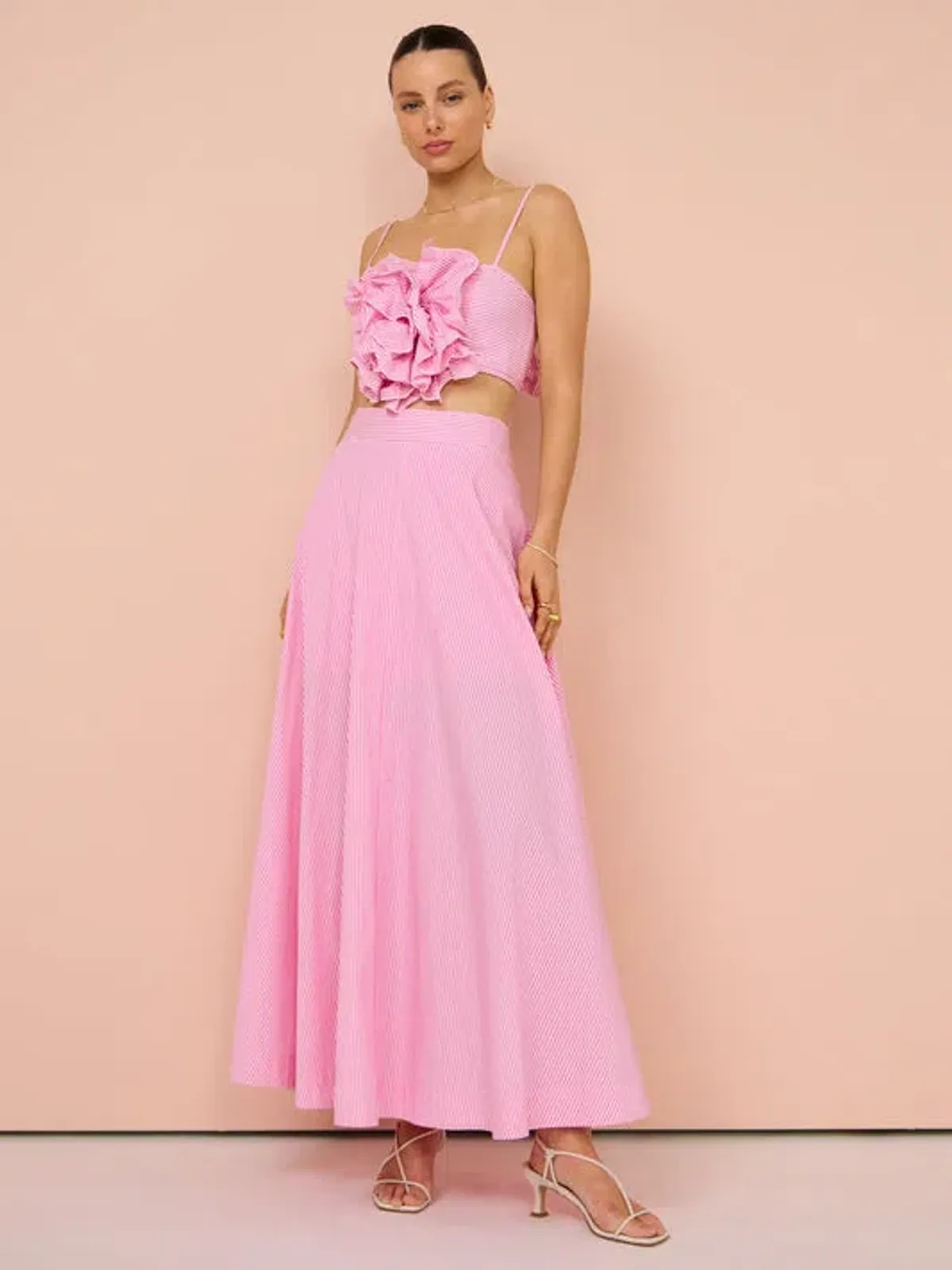 Aston Studio Eliza Skirt Pink Stripe Size 12 - Image 2