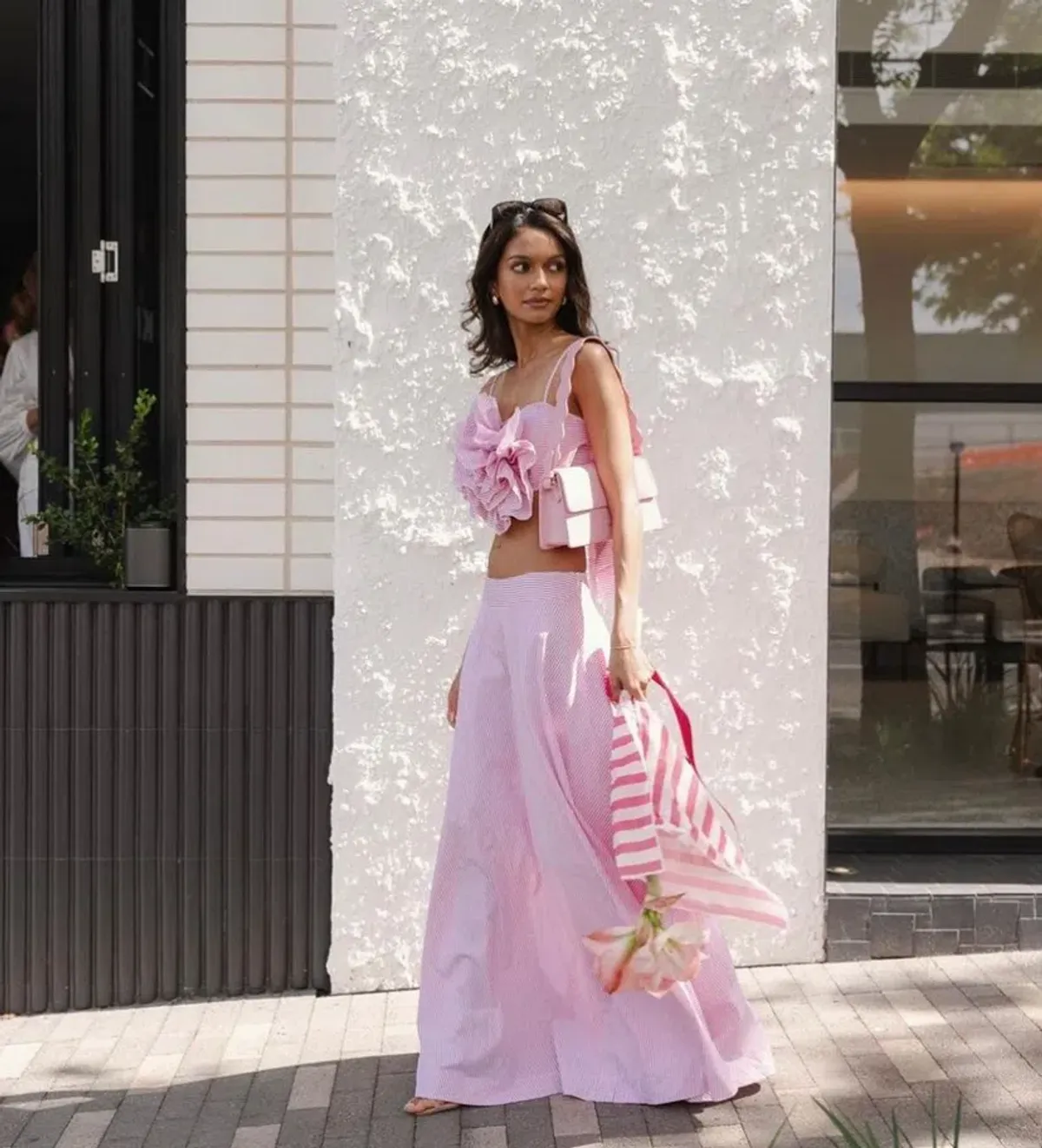 Aston Studio Eliza Skirt Pink Stripe Size 12 - Image 3