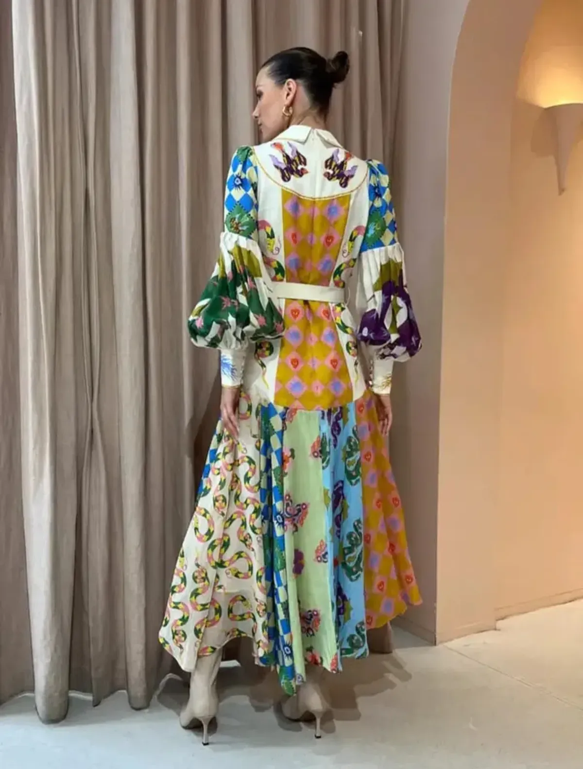 Alemais Lou Balloon Sleeve Shirtdress Multi Size 8 - Image 2