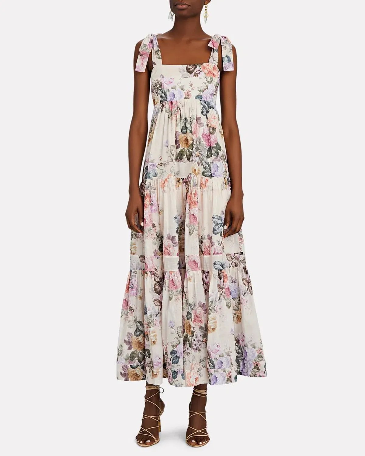 Zimmermann Brighton Tie Shoulder Midi Dress Floral Size 2/Au 12 - Image 1