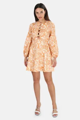 Zimmermann Peggy Scallop Short Dress Orange Paisley Size 2/ 10-12 for rent on The Volte - image 1
