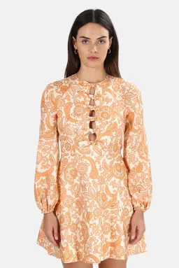 Zimmermann Peggy Scallop Short Dress Orange Paisley Size 2/ 10-12 for rent on The Volte - image 2