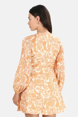 Zimmermann Peggy Scallop Short Dress Orange Paisley Size 2/ 10-12 for rent on The Volte - image 3