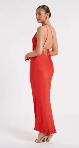 Meshki Alejandra One Shoulder Satin Maxi Dress Red Size L /Au 12 for rent on The Volte - image 2
