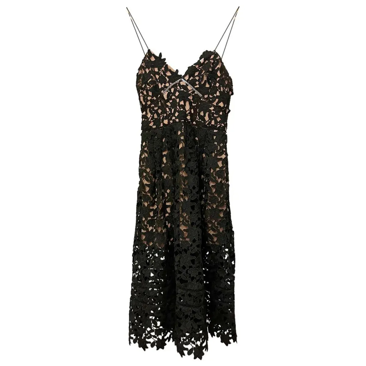 Self-Portrait Black Lace Midi Dress Black Size AU 8 - Image 4