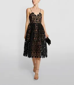 Self-Portrait Black Lace Midi Dress Black Size AU 8 for rent on The Volte - image 1