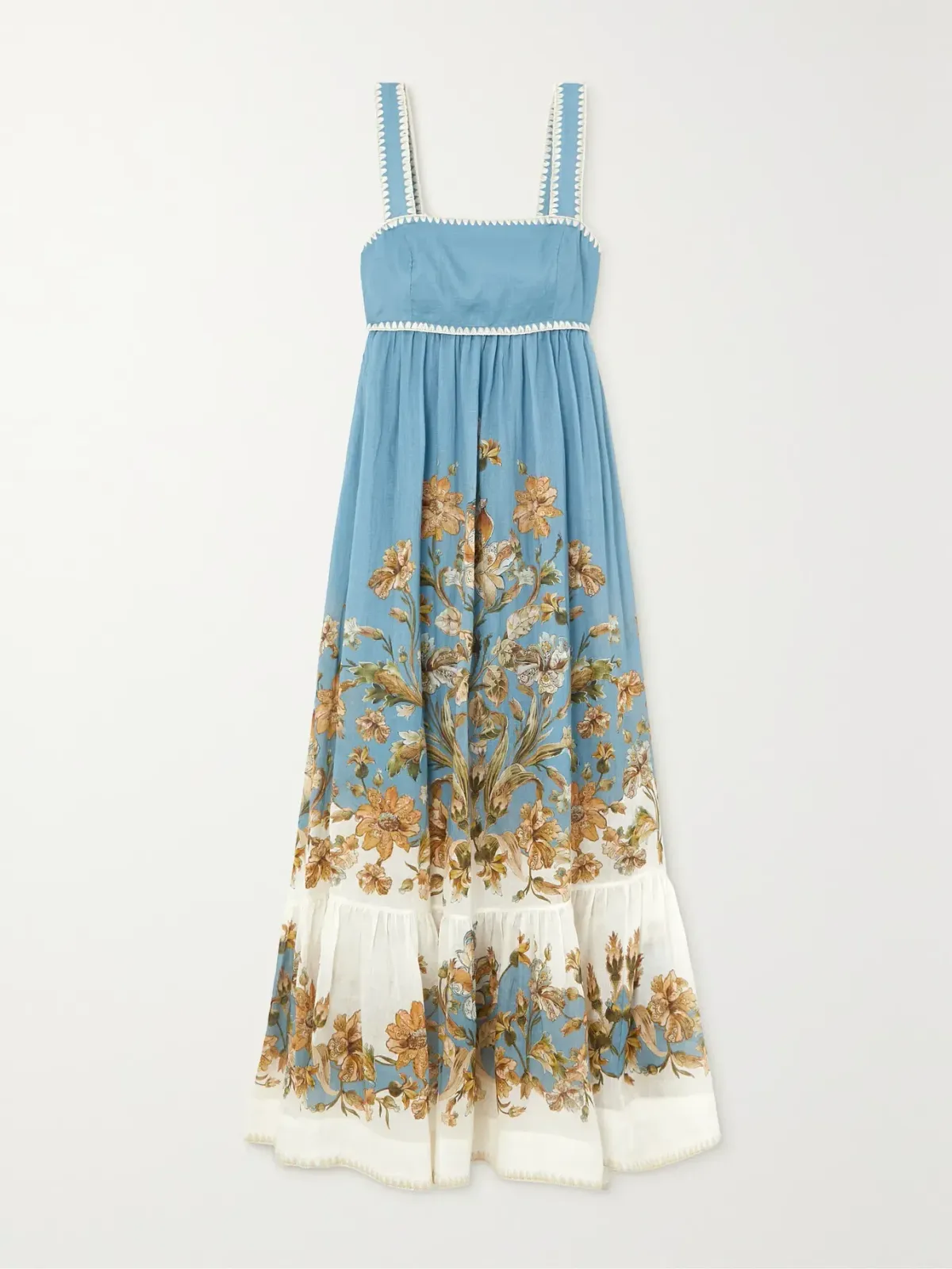 Zimmermann The Chintz Tiered Midi Dress in Blue Daisy Floral Size 1 /AU 10 - Image 3