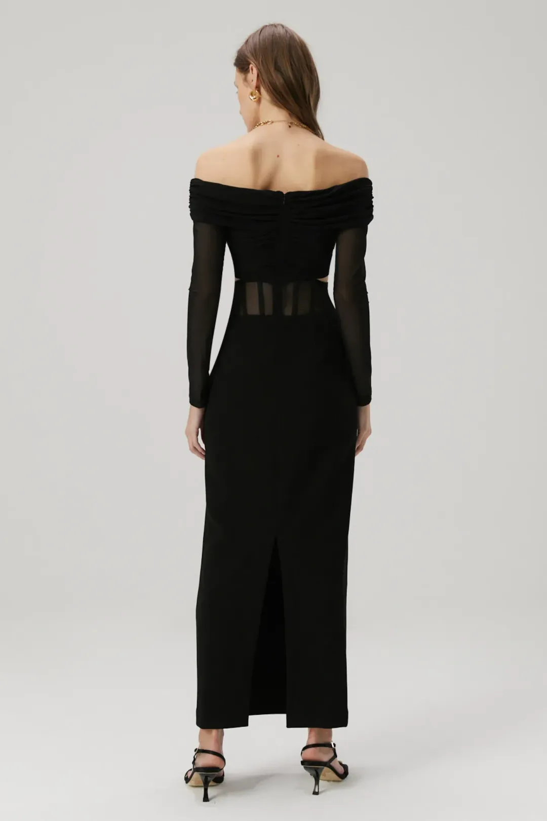 Misha Marceline Bonded Crepe Gown in Black Size 8/S for rent on The Volte - main image