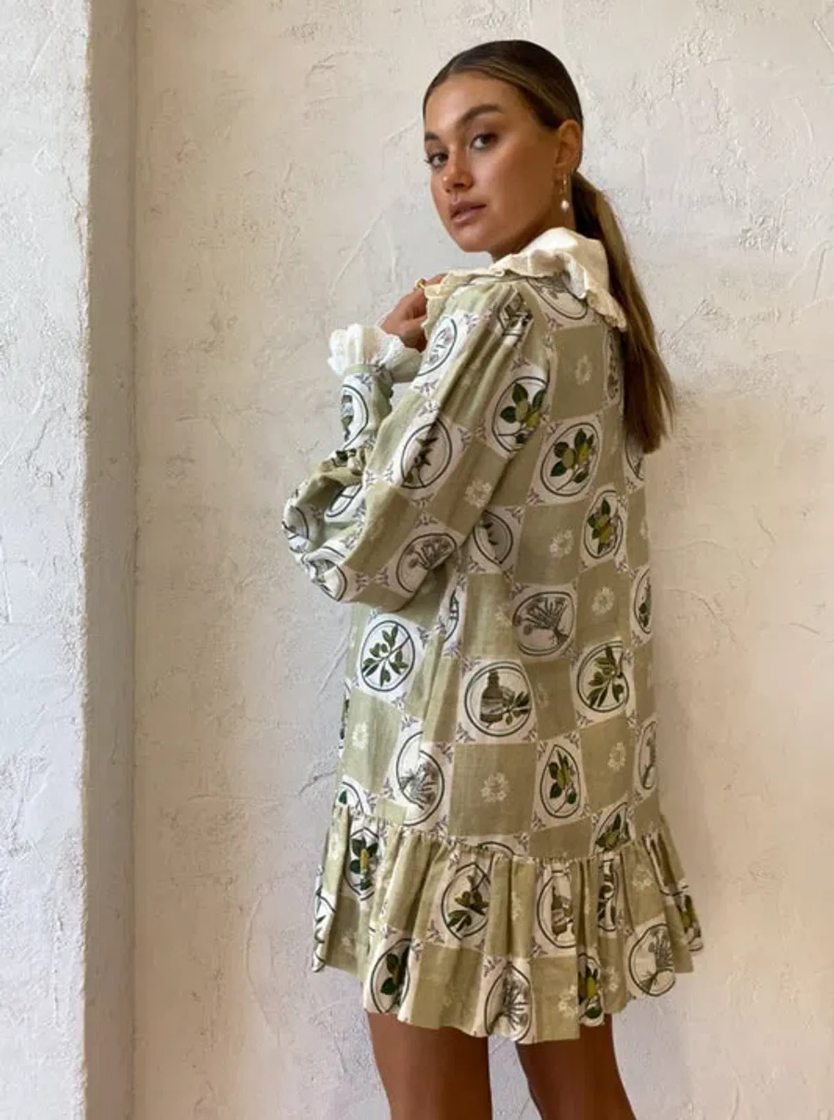 Alemais Sofia Mini Dress in Olive Size 10 - Image 4