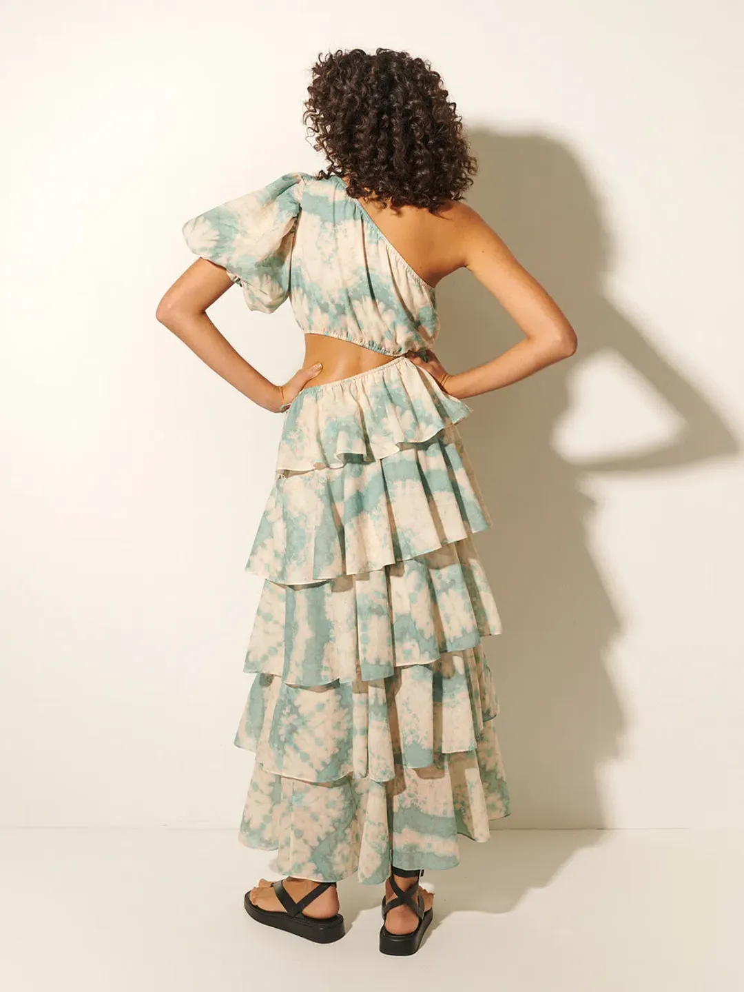 Kivari Mirage One Shoulder Maxi Dress Print Size 10 for rent on The Volte - main image