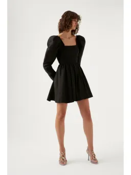 Aje Fleur Corset Long Sleeve Mini Dress in Black Size AU 8 for rent on The Volte - image 1
