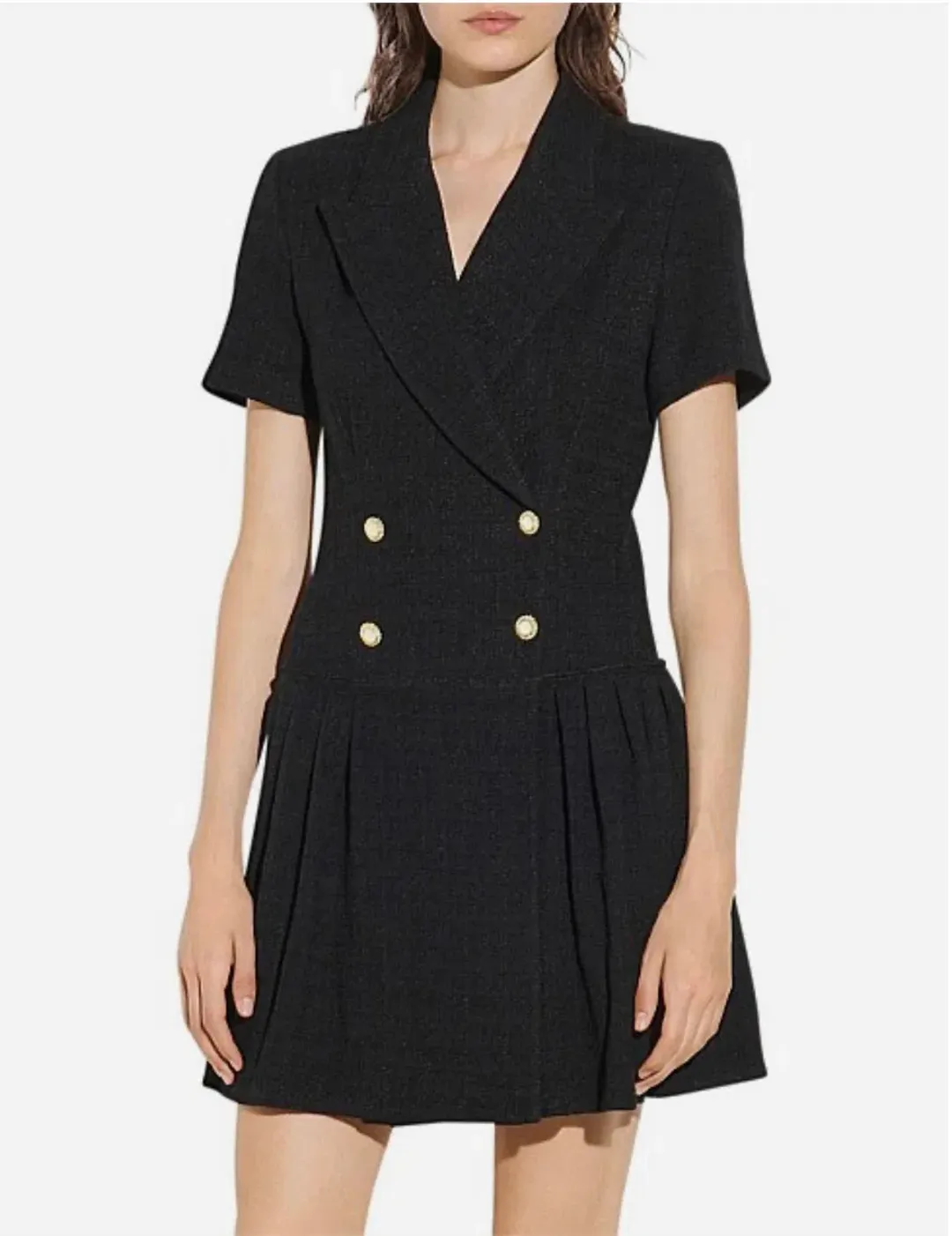 Sandro Double Breaseted Mini Dress Black Size AU 14 for rent on The Volte - main image