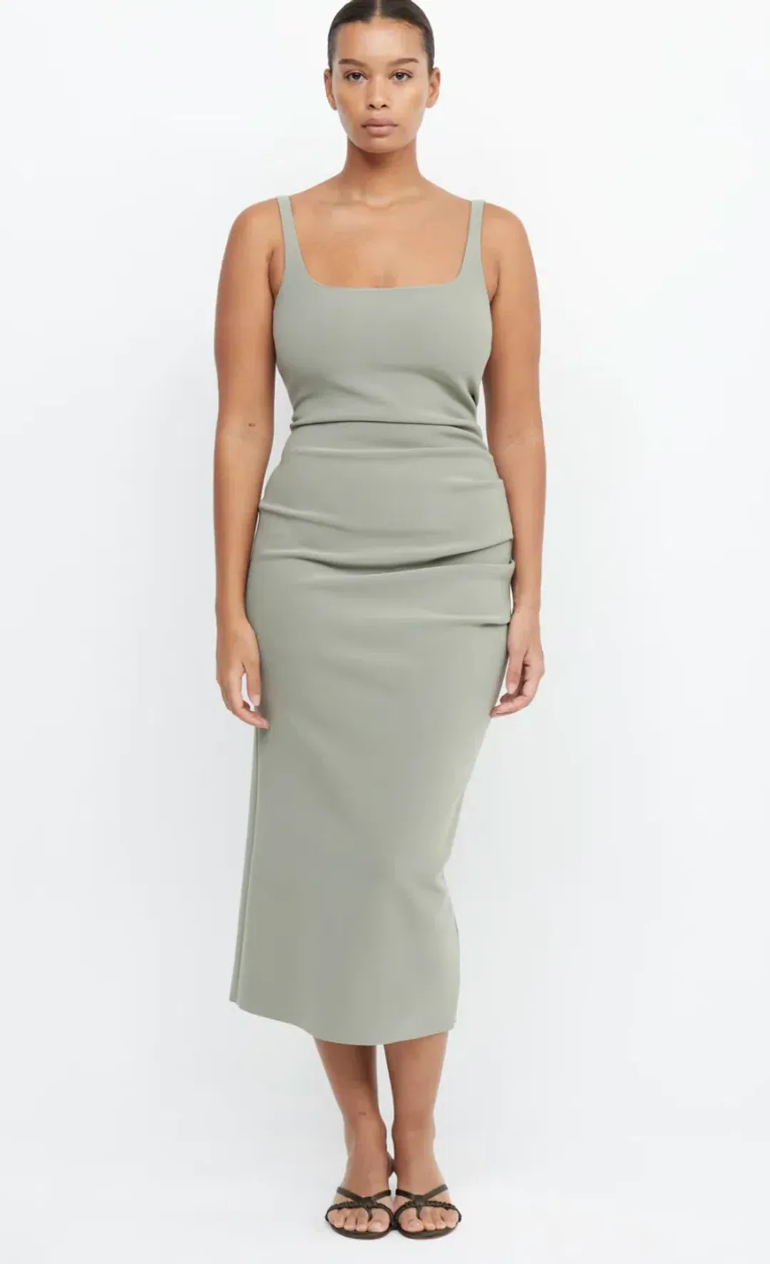 Bec & Bridge Be Mine Square Neck Midi Dress in Sage Size AU 10 for rent on The Volte - main image