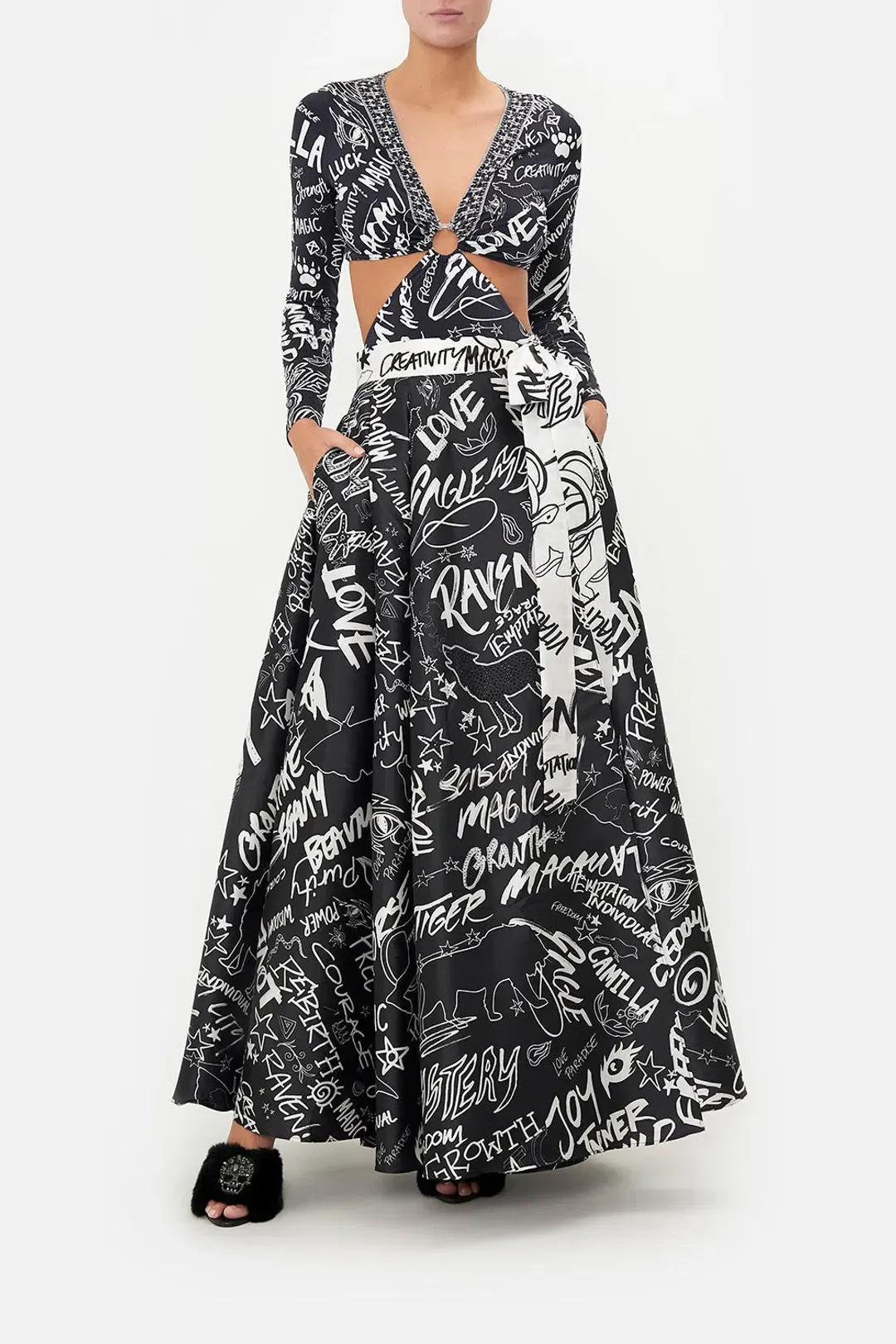 Camilla Maxi Wrap Skirt Spirit Scribble Print Size S / AU 10 for rent on The Volte - main image