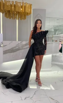 Vlora & Kaltrina Jeminna One Shoulder Mini Dress Black Size XS / AU 6 for rent on The Volte - image 2