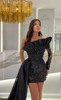 Vlora & Kaltrina Jeminna One Shoulder Mini Dress Black Size XS / AU 6 for rent on The Volte - image 3