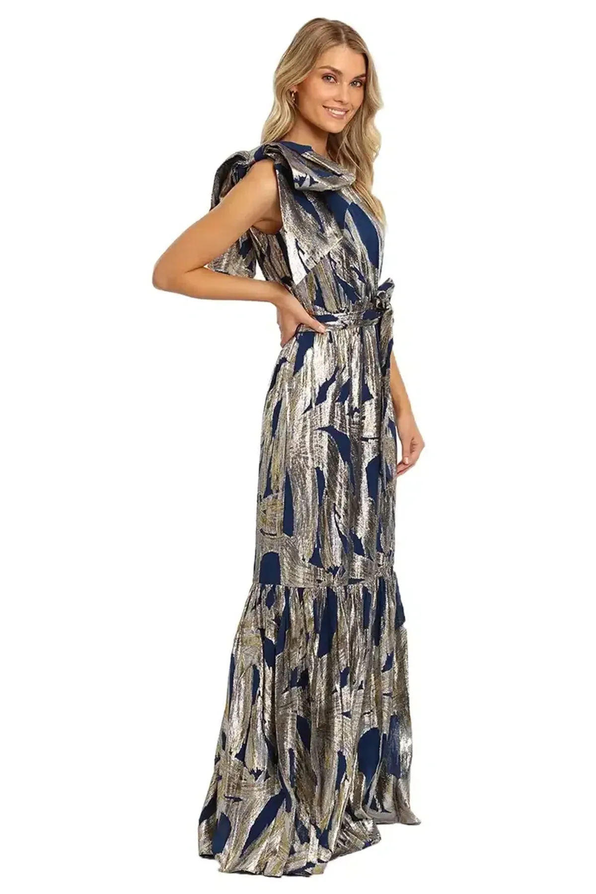 Rebecca Vallance Navarro Gown Metallic Size 16 - Image 2