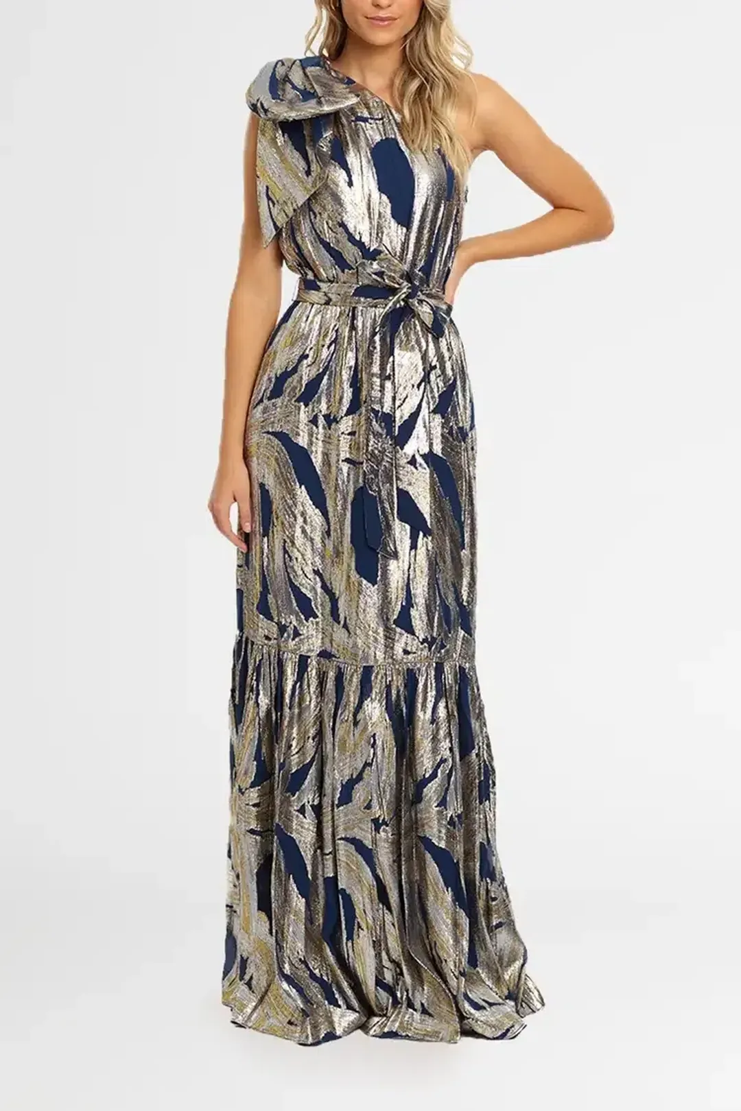 Rebecca Vallance Navarro Gown Metallic Size 16 for rent on The Volte - main image