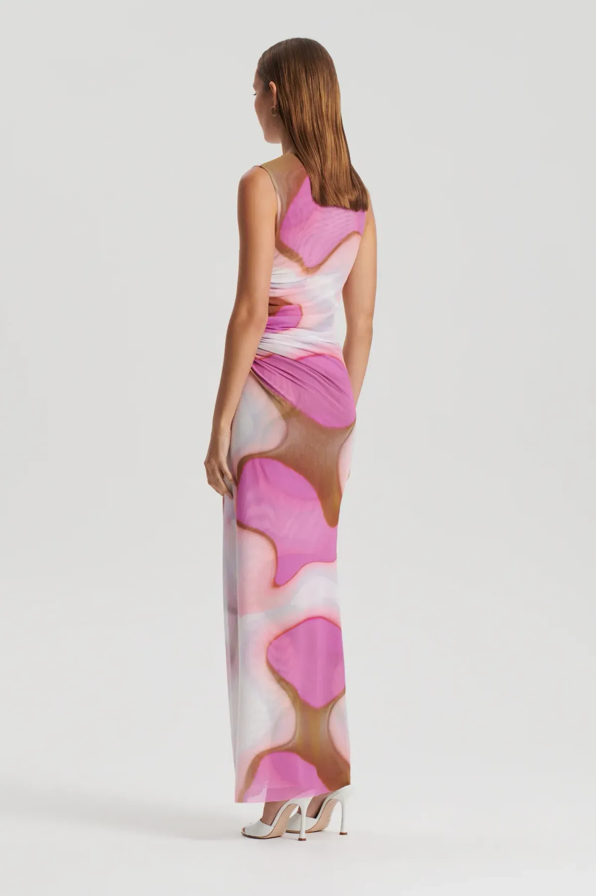 Scanlan Theodore Italian Watercolour Print Dress Pink Tan Size AU 8 - Image 2