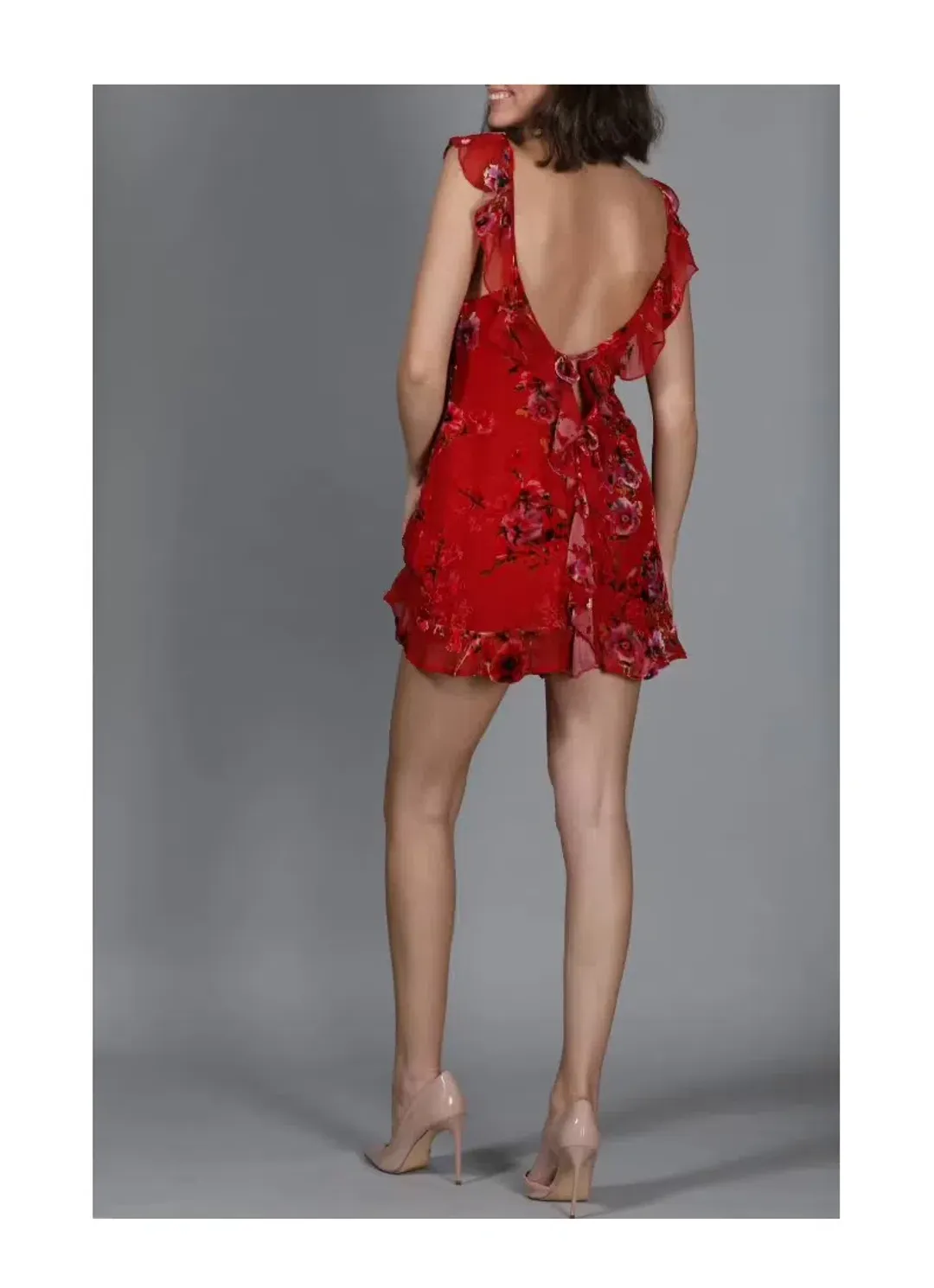 Rat and Boa Romy Mini Dress Red Flora Size 8 for rent on The Volte - main image