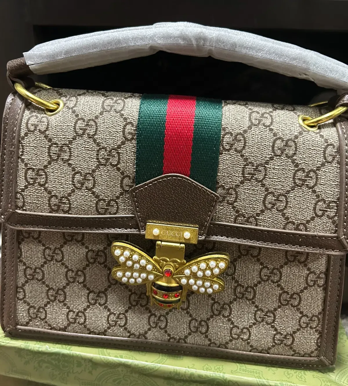 Gucci Queen Margot Bee Clasp Bag Print Big - Image 1