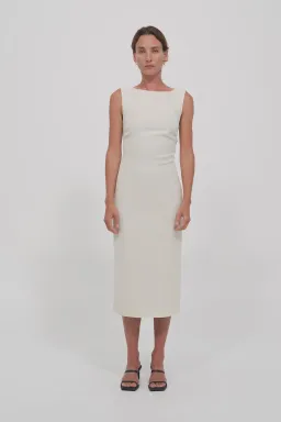 St Agni Cut Out Midi Dress Cool White Size S/AU 8 for rent on The Volte - image 1