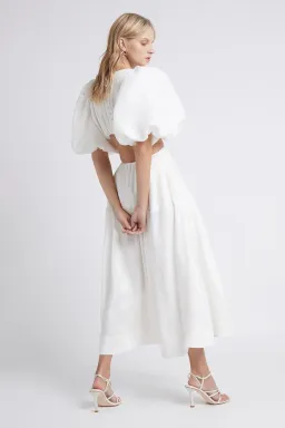 AJE Vanades Cut Out Ring Midi Dress Ivory Size 6 for rent on The Volte - image 2