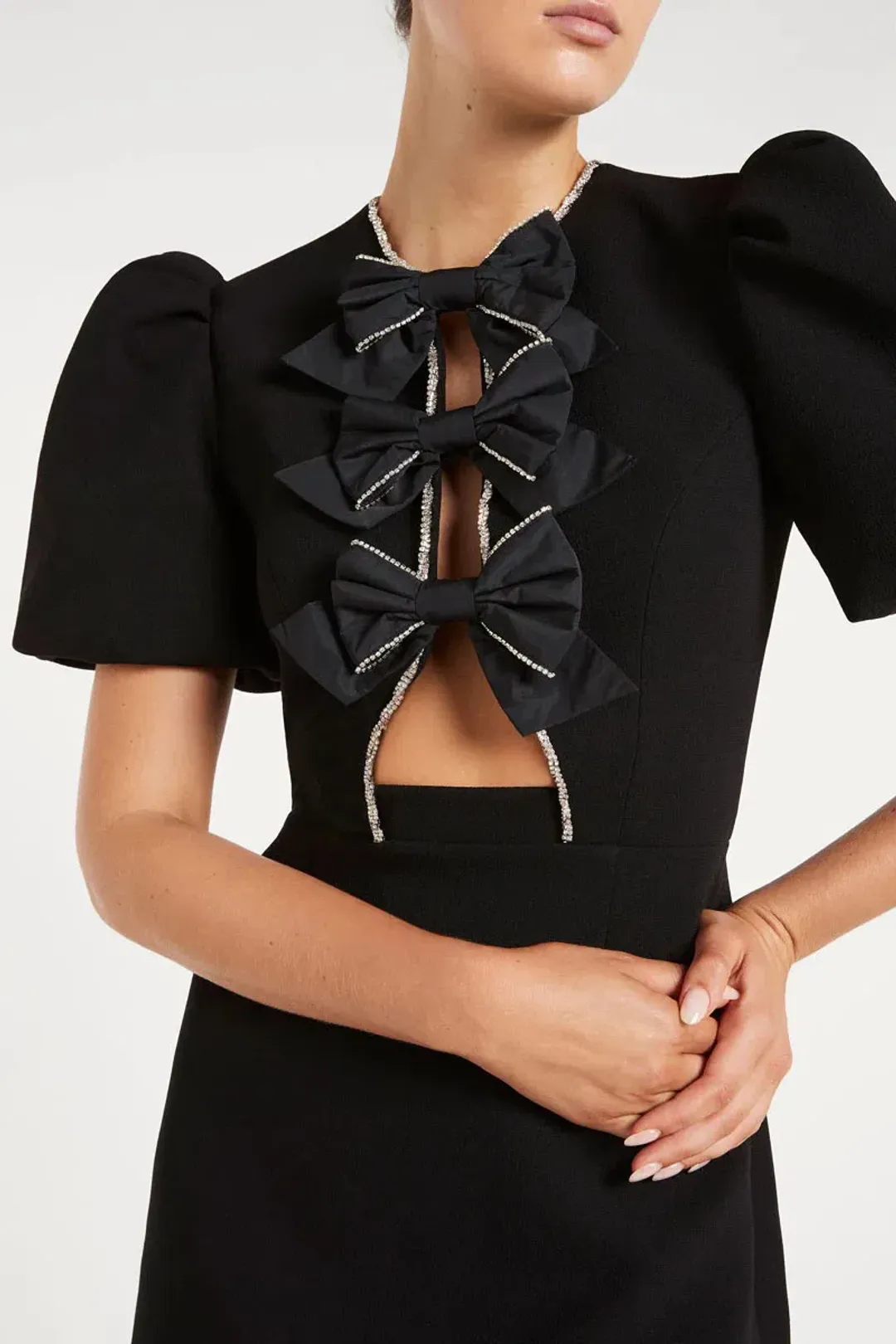 Rebecca Vallance Katie Bow Mini Dress Black Size 14 for rent on The Volte - main image