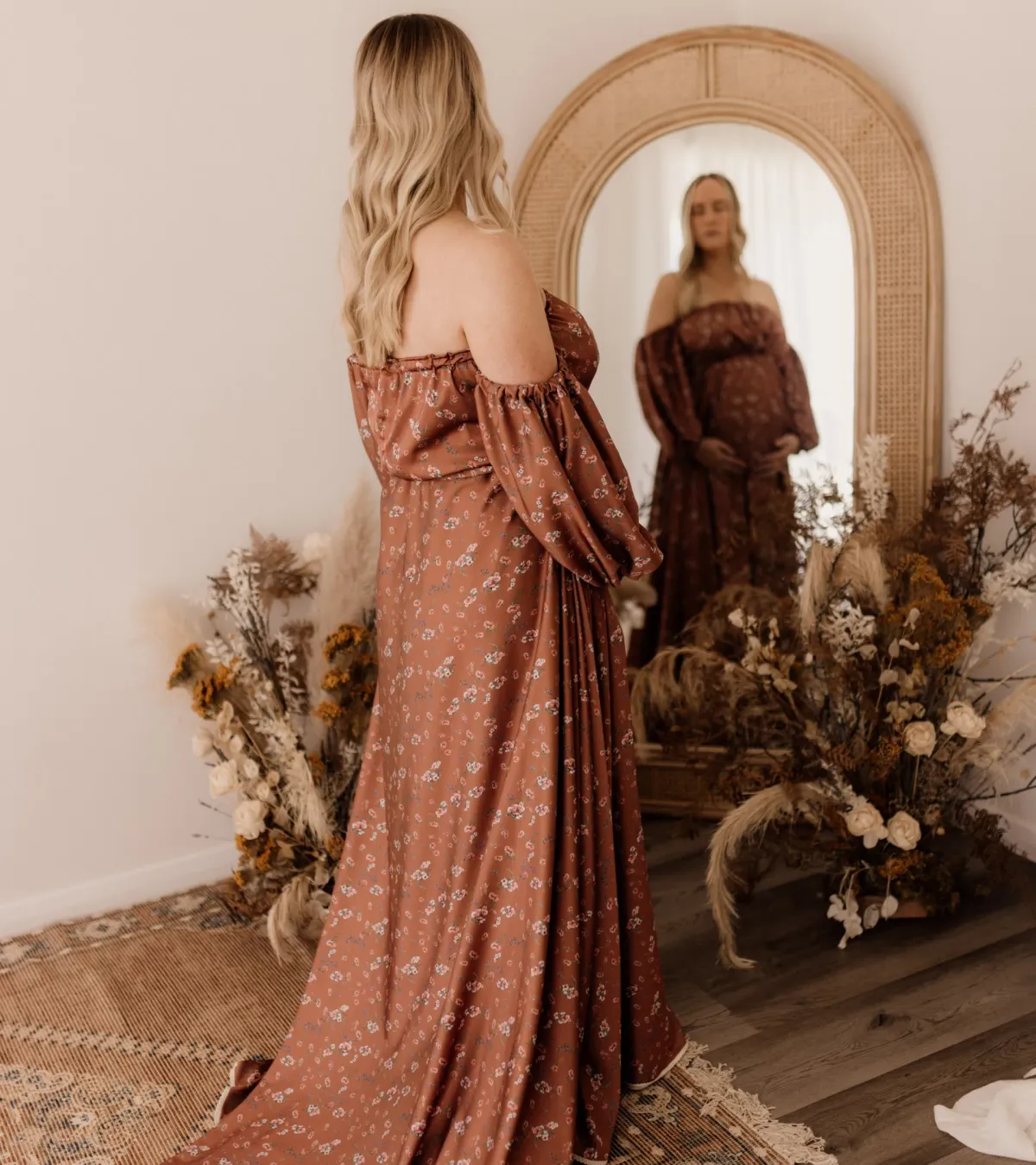 We Are Reclamation Autumn Meadow Satin Gown Floral One Size - Image 2