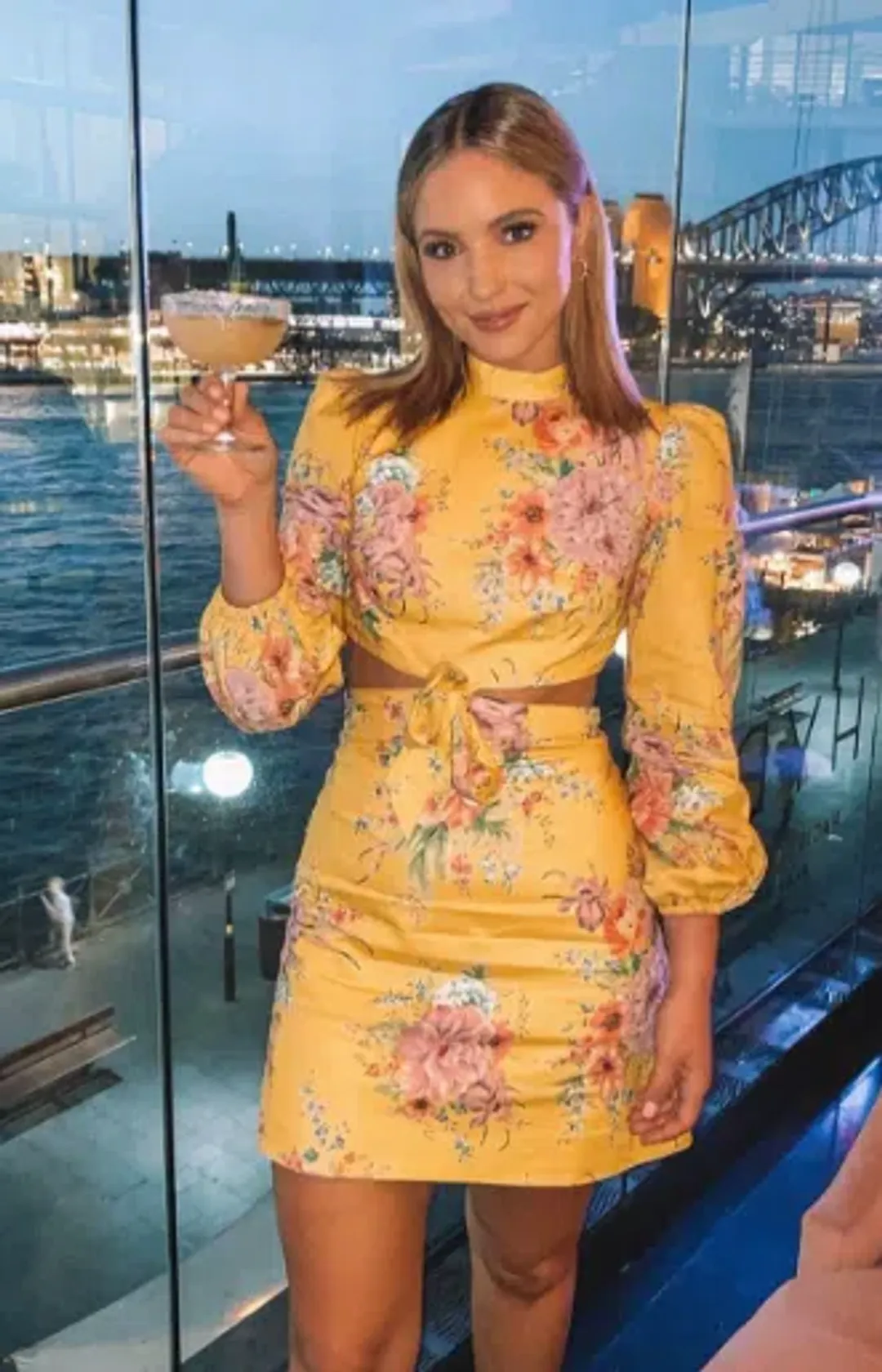 Zimmermann Zinnia Bow Cut Out Linen Mini Dress Golden Floral Size 3 / AU 12 for rent on The Volte - main image