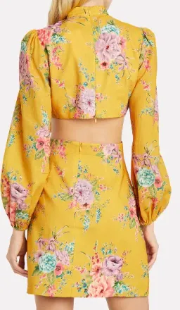 Zimmermann Zinnia Bow Cut Out Linen Mini Dress Golden Floral Size 3 / AU 12 for rent on The Volte - image 3