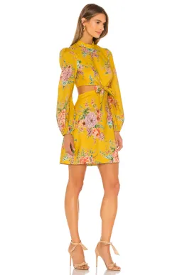 Zimmermann Zinnia Bow Cut Out Linen Mini Dress Golden Floral Size 3 / AU 12 for rent on The Volte - image 2