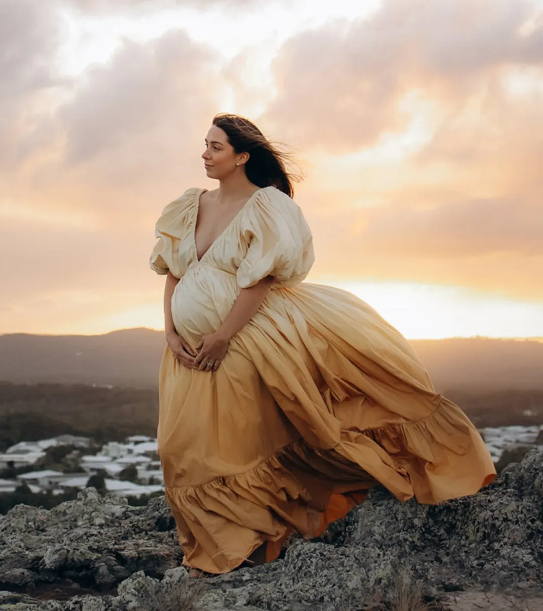 Rooh Collective Birthday Gown in Sun Ombre Size 10 for rent on The Volte - main image