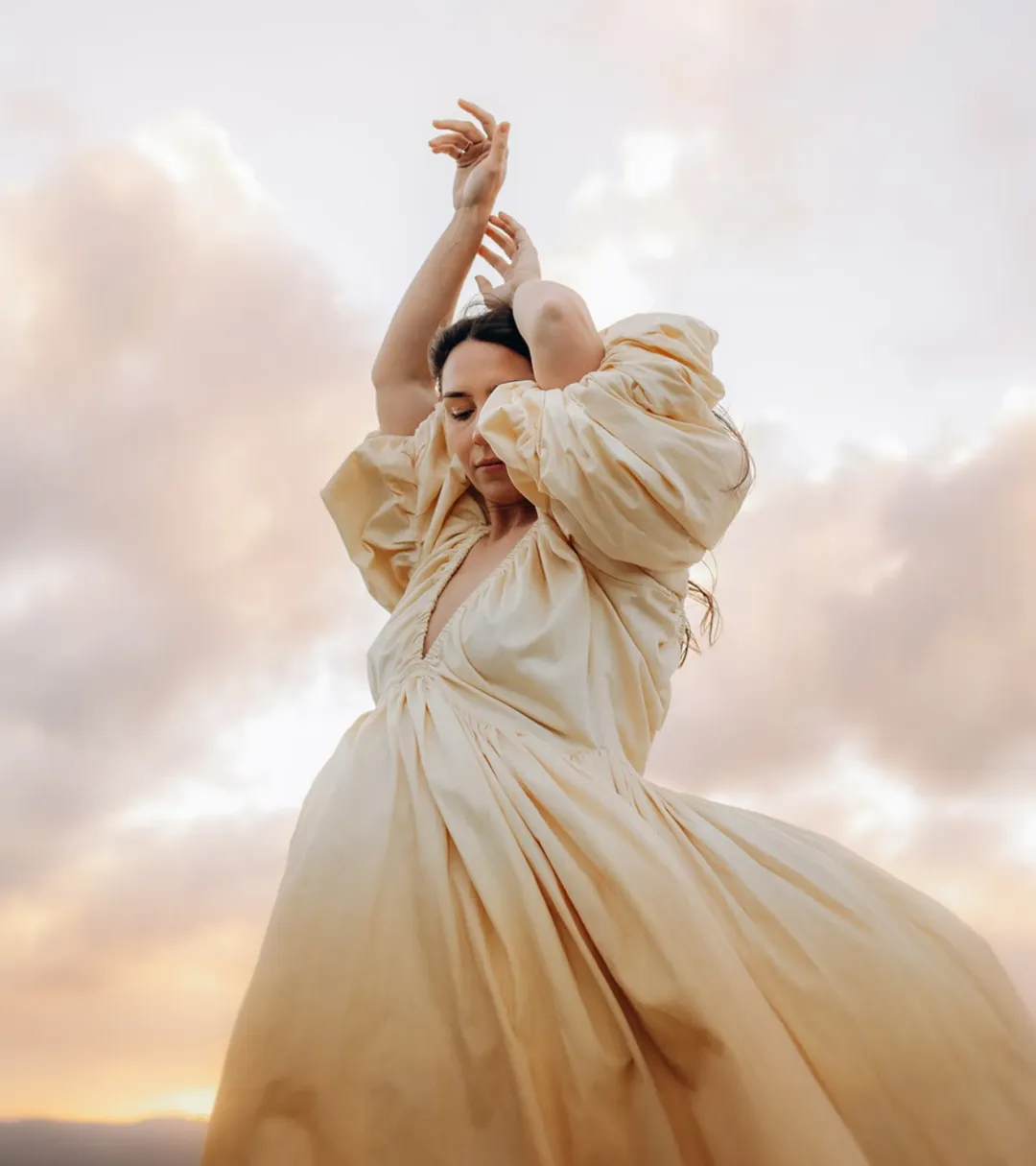 Rooh Collective Birthday Gown in Sun Ombre Size 10 for rent on The Volte - main image