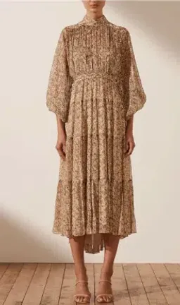 Shona Joy Ambar Backless Tiered Midi Dress Floral Size 6 for rent on The Volte - image 2