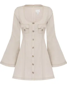Alice McCall Lost Together Linen Bell Flared Sleeves Mini Dress in Oatmeal Size 10 for rent on The Volte - image 4